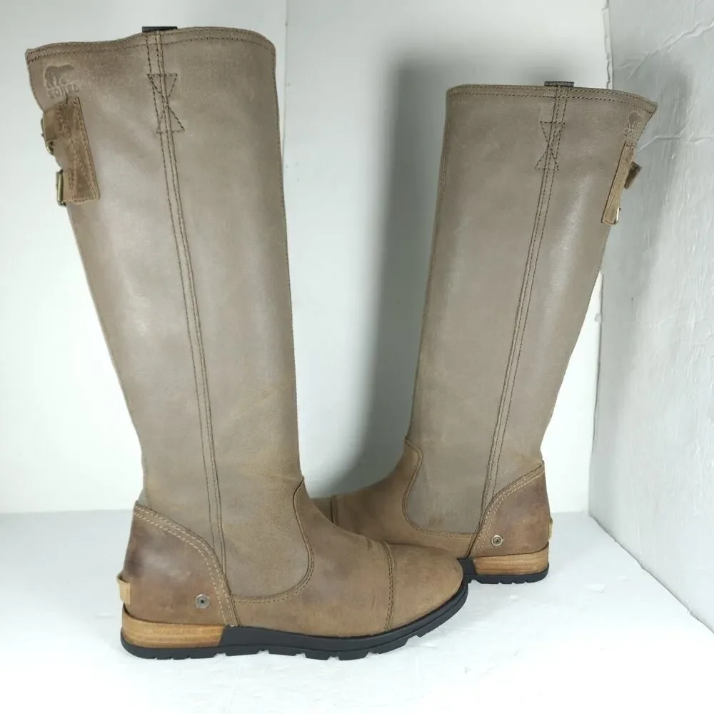 Sorel Women's Major US 7 Tobacco Full Grain Suede Leather Pull On Tall Boots